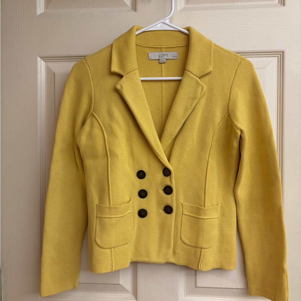 Ann Taylor LOFT Women's Yellow Blazer Jacket Size SP Small Petite